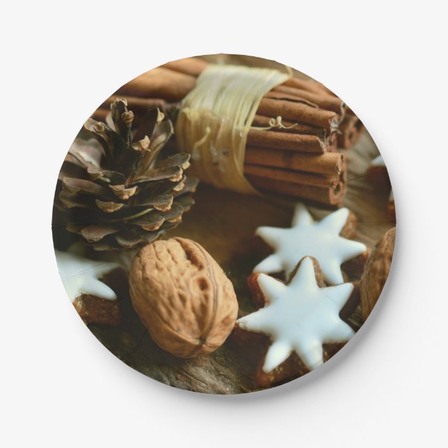 Weihnachtsstangen und Sterne Pappteller (Vorderseite)