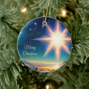 Weihnachtsstar, bezaubernde Winterlandschaft in de Keramik Ornament
