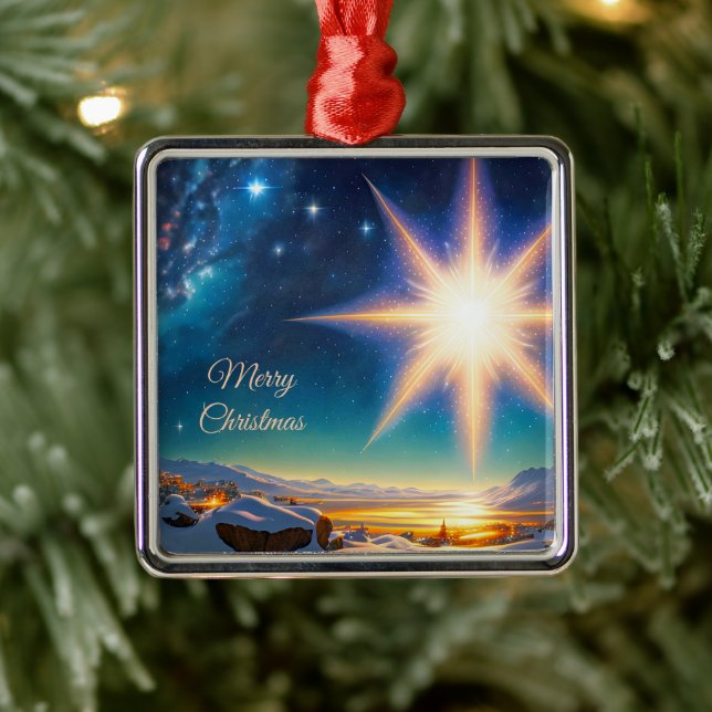 Weihnachtsstar, bezaubernde Winterlandschaft in de Ornament Aus Metall (Baum)