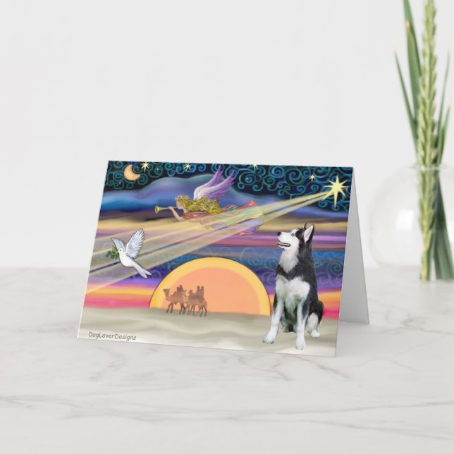 Weihnachtsstar - Sibirischer Husky 1 Feiertagskarte (Vorderseite)