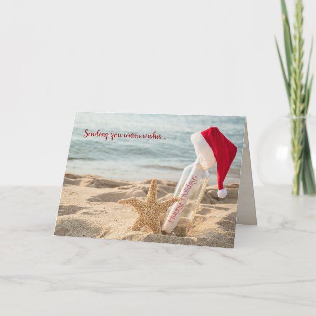 Weihnachtsstarfisch mit Flaschenpost Karte (Vorderseite)