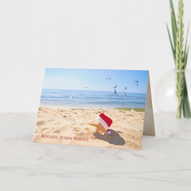 Weihnachtsstarfish auf der Küste mit Seemöwen Karte (Vorderseite)
