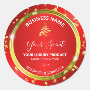 Weihnachtsstars Gold Foil Red Product Labels Runder Aufkleber