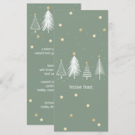 Weihnachtsstars, Gold, Weiß, Grün Menükarte