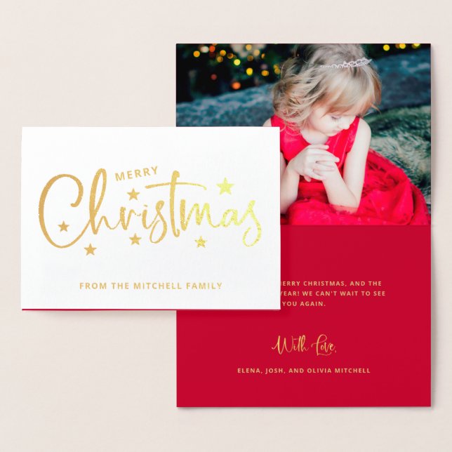 Weihnachtsstars | Handgeschriebenes Script-Foto Go Folienkarte (Anzeige)