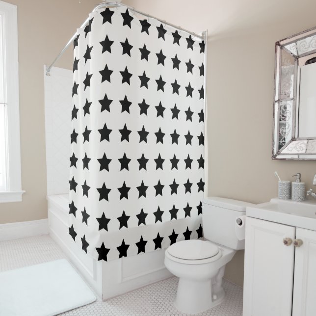 Weihnachtsstars Muster White Black Dusche Vorhang (Beispiel)
