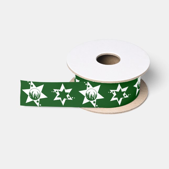 Weihnachtsstars Rasen-Service-Logo Grün Weiß Satinband (Spule)