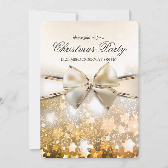 Weihnachtsstars Sparkle Satin Party Einladung (Vorderseite)