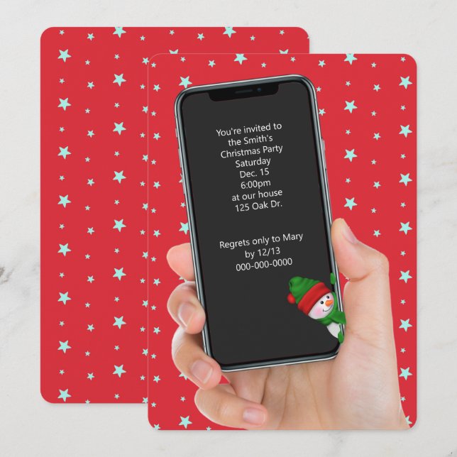 Weihnachtsstars Text Message Party laden Einladung (Vorne/Hinten)