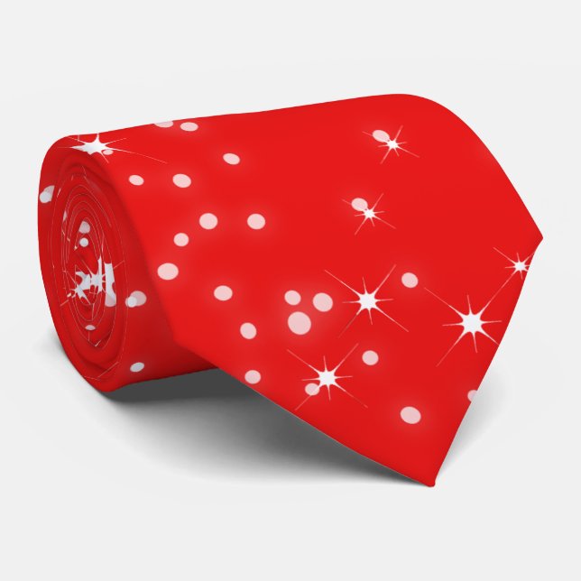 Weihnachtsstars und sinkender Schnee auf RED Krawatte (Gerollt)
