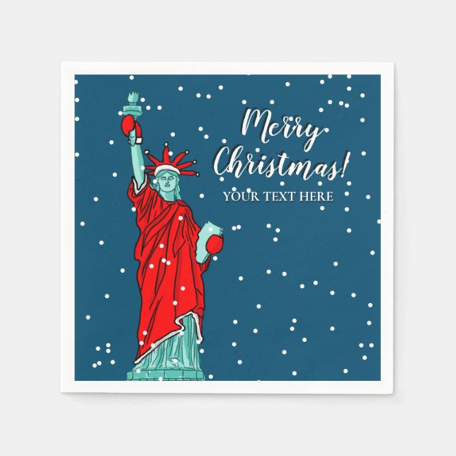 Weihnachtsstatue des Weihnachtsmannes Weihnachtsfe Serviette (Vorderseite)