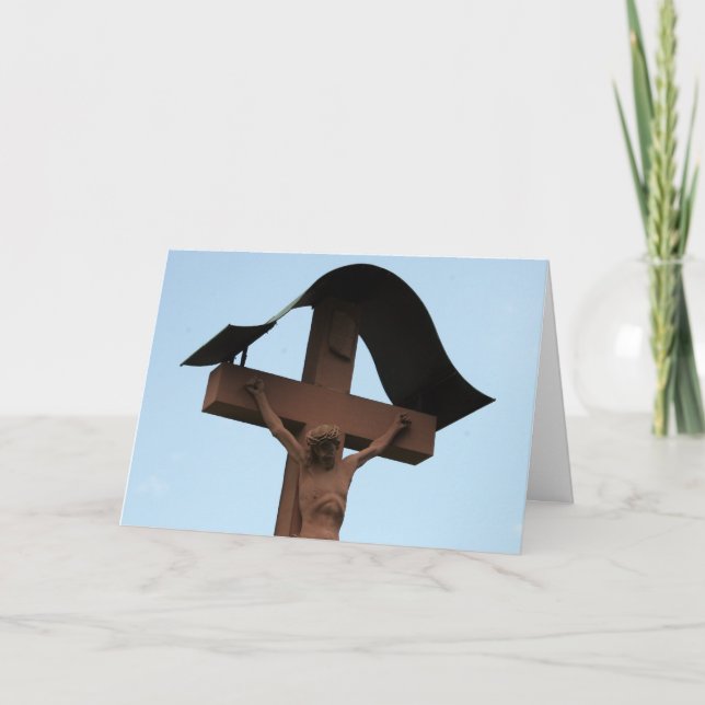 Weihnachtsstatukreuz Feiertagskarte (Vorderseite)