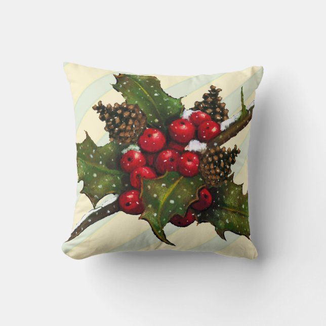 Weihnachtsstechpalme, Kiefern-Kegel, Beeren, Kissen (Vorderseite)