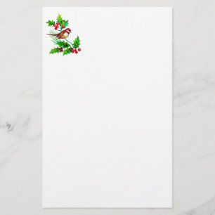 Weihnachtsstechpalme u. Briefpapier des Vogel-II
