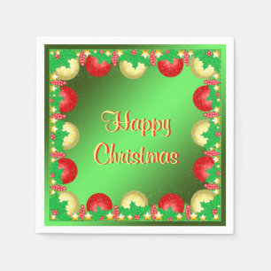 Weihnachtsstechpalme u. Flitter "glückliches Serviette