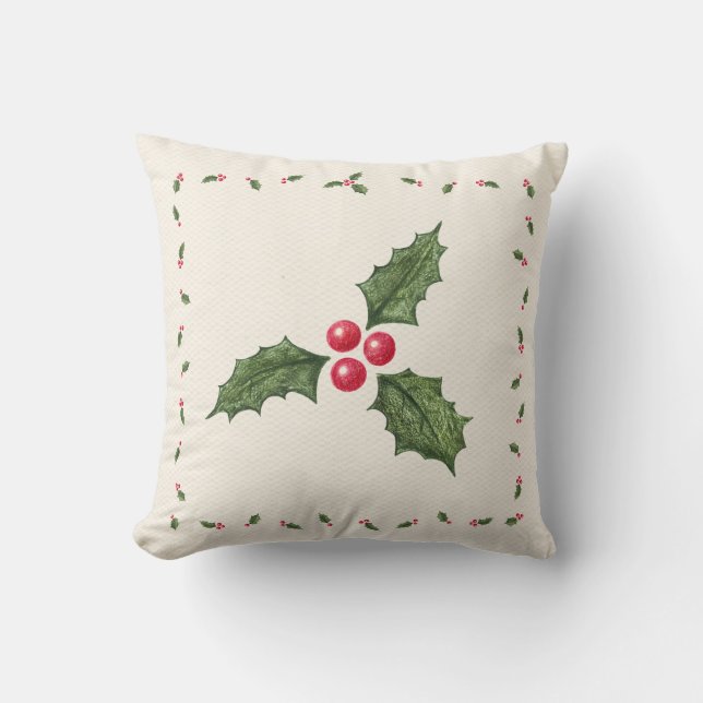 Weihnachtsstechpalmen-Beeren-Kissen Kissen (Vorderseite)