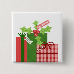 Weihnachtsstechpalmen-Knopf Button