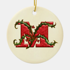 Weihnachtsstechpalmen-Monogramm M Keramikornament