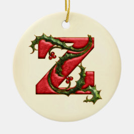 Weihnachtsstechpalmen-Monogramm Z Keramikornament