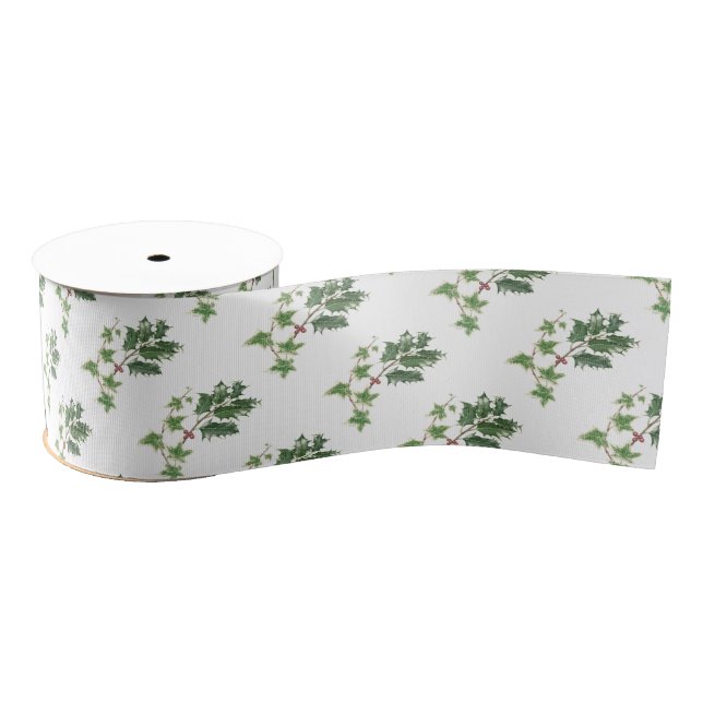 Weihnachtsstechpalmen-und -efeu-botanische ripsband (Spule)