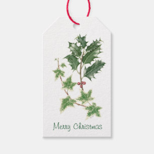 Weihnachtsstechpalmeu. -efeusprig-botanische geschenkanhänger