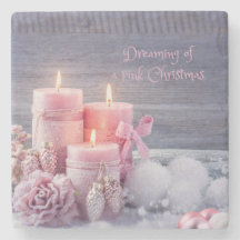 Weihnachtsstein-Untersetzer, Rosa Weihnachten