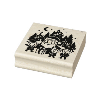 Weihnachtsstempel - Fröhlicher Weihnachtsmann und  Gummistempel