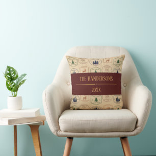 Weihnachtsstempel im Vintage-Stil Kissen