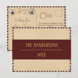 Weihnachtsstempel im Vintage-Stil Postkarte