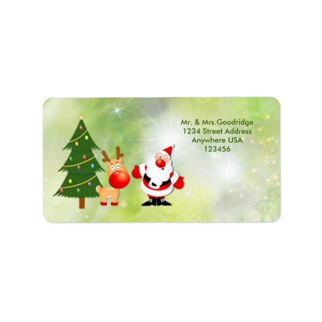 Weihnachtsstempel und Rudolf-Adressetikett Adressaufkleber (Vorne)
