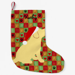 Weihnachtssteppdecken-Gelb-Labrador-Welpe Kleiner Weihnachtsstrumpf