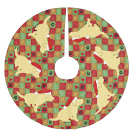 Weihnachtssteppdecken-Gelb-Labrador-Welpen Polyester Weihnachtsbaumdecke