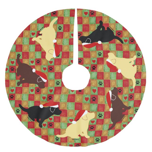 Weihnachtssteppdecken-Labrador-Welpen Polyester Weihnachtsbaumdecke (Vorderseite)