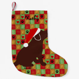 Weihnachtssteppdecken-Schokoladen-Labrador-Welpe Kleiner Weihnachtsstrumpf