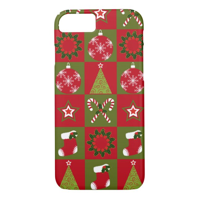 Weihnachtssteppdeckenmuster iPhone 7 Fall Case-Mate iPhone Hülle (Rückseite)