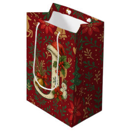 Weihnachtsstern, Anfangsbuchstabe J Buchstabe Weiß Mittlere Geschenktüte