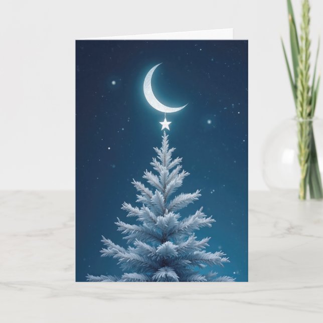 Weihnachtsstern aus einem Halbmond Feiertagskarte (Vorderseite)
