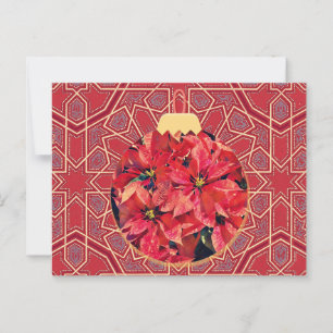 Weihnachtsstern-Blumen Rot im Vintage-Stil Postkar Postkarte
