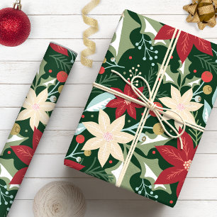 Weihnachtsstern Botanische Blumige Weihnachten Geschenkpapier