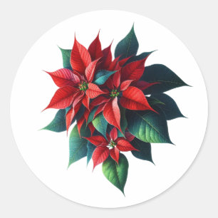 Weihnachtsstern Floral Weihnachten – Festliche Fei Runder Aufkleber