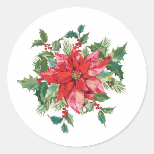 Weihnachtsstern Floral Weihnachten – Festliche Fei Runder Aufkleber