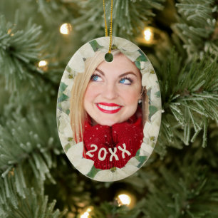 Weihnachtsstern-Garten, Soft Cream, Foto-Feiertag Keramik Ornament