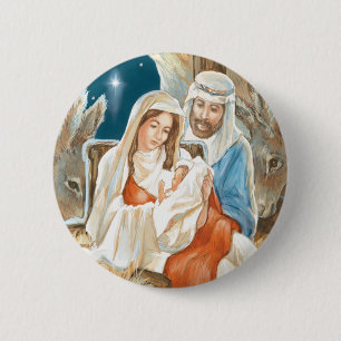 Weihnachtsstern-Geburt Christis-Malerei Button
