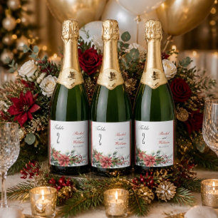 Weihnachtsstern-Hochzeitstisch-Nummern-Etiketten