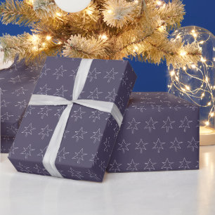 Weihnachtsstern Indigo Nacht Geschenkpapier