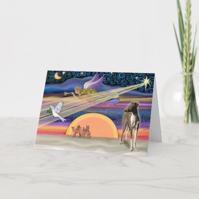 Weihnachtsstern - Italienisches Greyhound 1 Feiertagskarte (Vorderseite)
