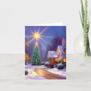 Weihnachtsstern leuchten über einem weihnachtliche karte