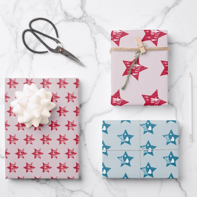 Weihnachtsstern mit muster Packpapier Blatt (Vorderseite)