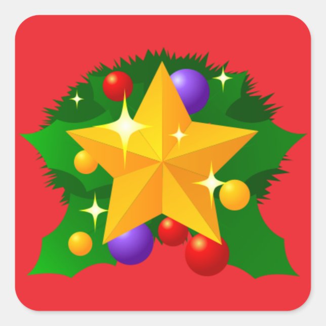 Weihnachtsstern mit Weihnachtsgeschmack Quadratischer Aufkleber (Vorderseite)