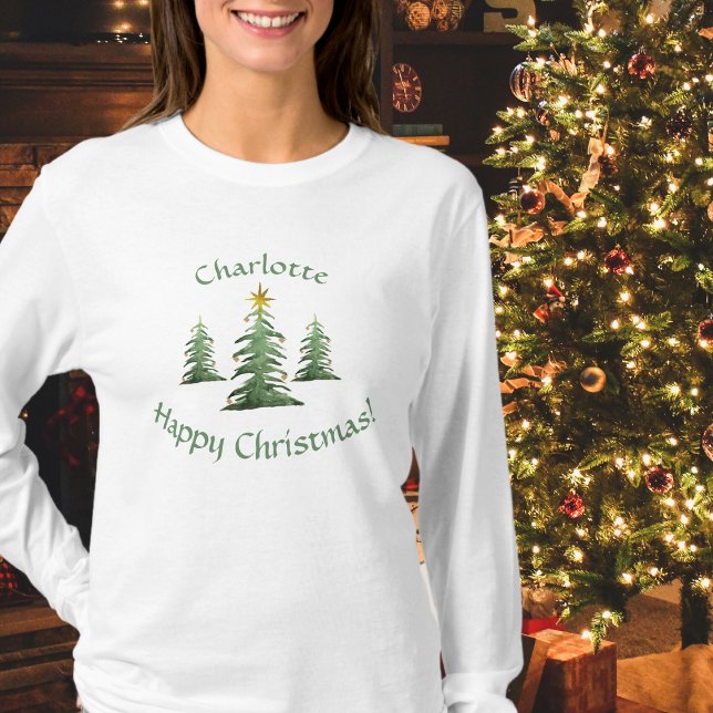 Weihnachtsstern, Name hinzufügen, Feste, Ladys T-Shirt (Christmas Fun Ladies Add A Name T-Shirt)